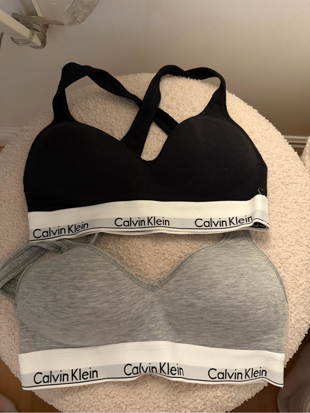 Calvin Klein Black and Gray Seamless Logo Bralettes - 2 Pack